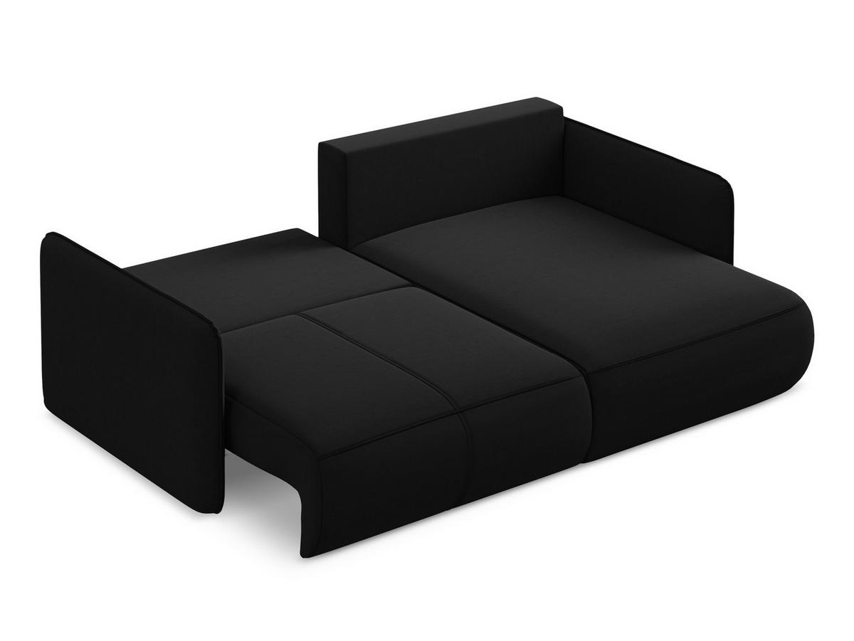 ECKSOFA mit Schlaffunktion Samt Stoff Schwarz - Schwarz, Kunststoff/Textil (207/148cm) - Makamii