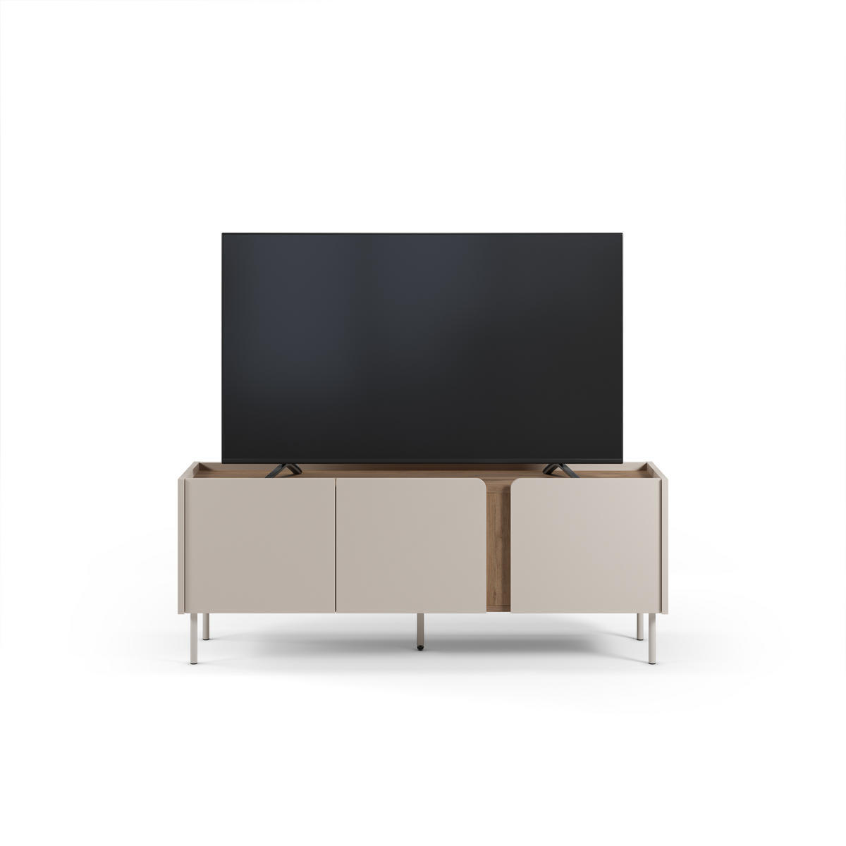 TV-MÖBEL mit 3 Türen aus Holz und Metall L140cm - BOXY - Beige - Beige, Holz (140/53/35cm) - Drawer