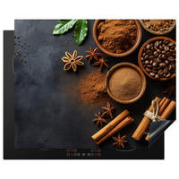 HERDABDECKPLATTE Zimt - Beton - Kaffee - Zimtstangen - Gewürze 65x52 cm - Mokka, Kunststoff (65/0.2/52cm) - MuchoWow