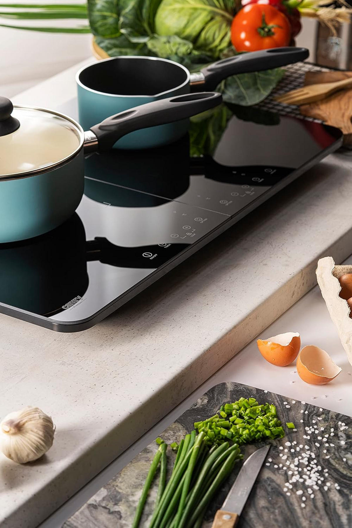 CAMRY CR6514 Induktionskochfeld 3500W – Doppelkochplatte Glaskeramik, Touch Display, 10 Stufen, Timer, mobil für Küche & Camping - Schwarz Hochglanz, Glas/Keramik (60/37/37cm) - camry