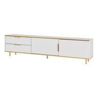 LOWBOARD 170/37/45 cm aus Holzwerkstoff mit geschnitzter Front Weiß/Gold - Weiß, Holzwerkstoff (175/45/40cm) - Modenvie