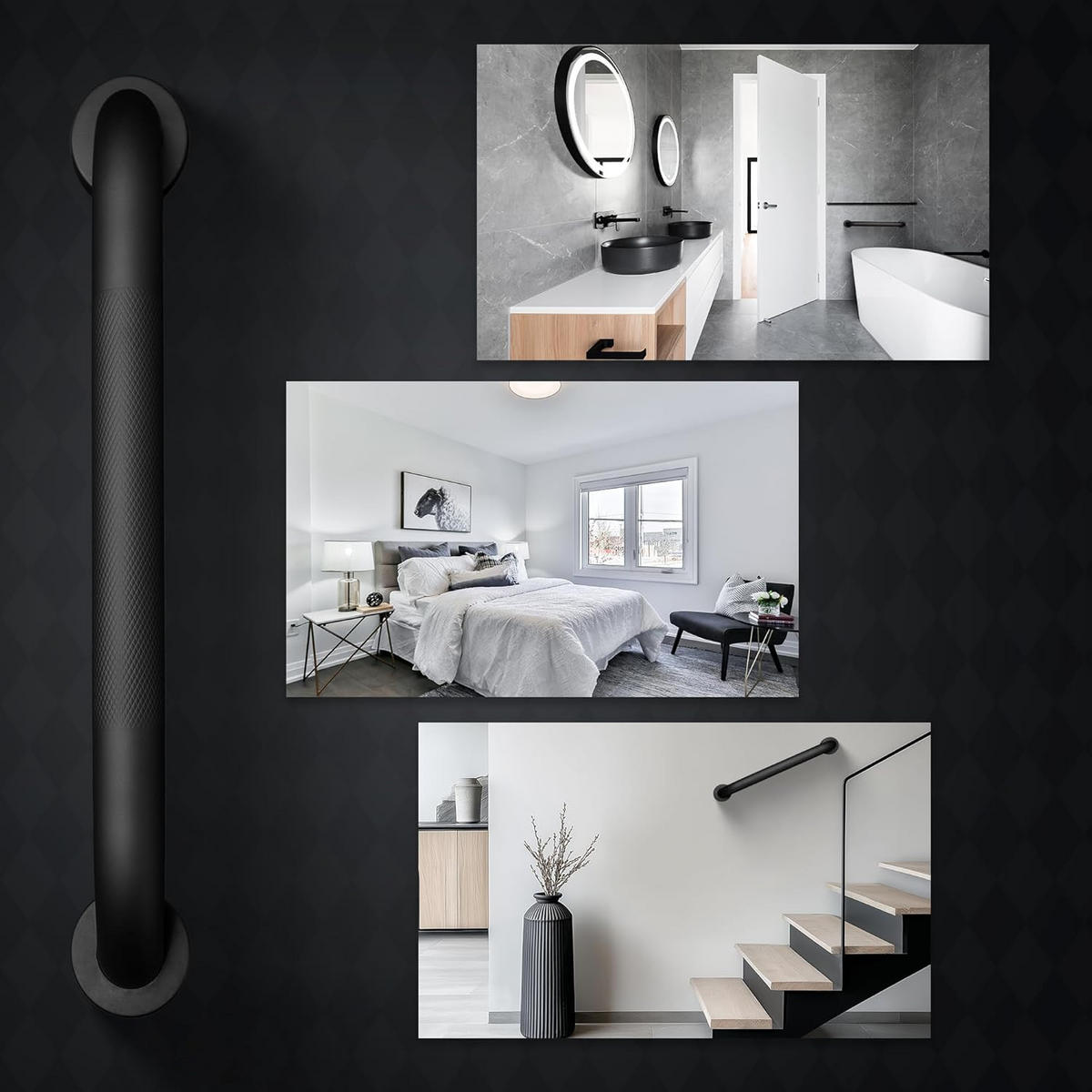 HALTEGRIFF Badezimmer Schwarz 50 cm Rutschfest Für Badewanne - Schwarz, Metall (5.9/5.9/50cm)