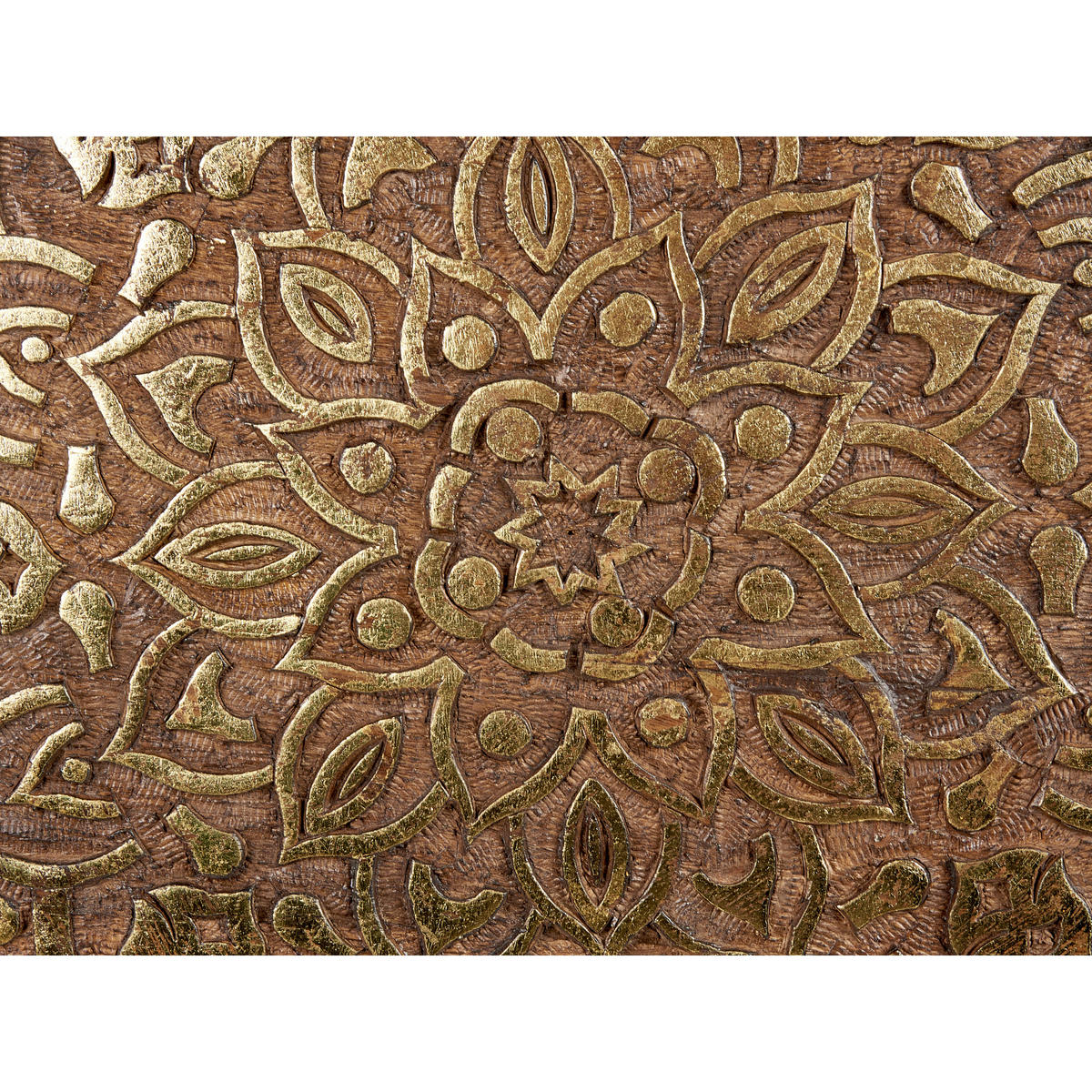 BEISTELLTISCH 2er-Set Mangoholz dunkelbraun/gold rund Ranja - Dunkelbraun/Goldfarben, Holz (37/37/37cm) - Beliani