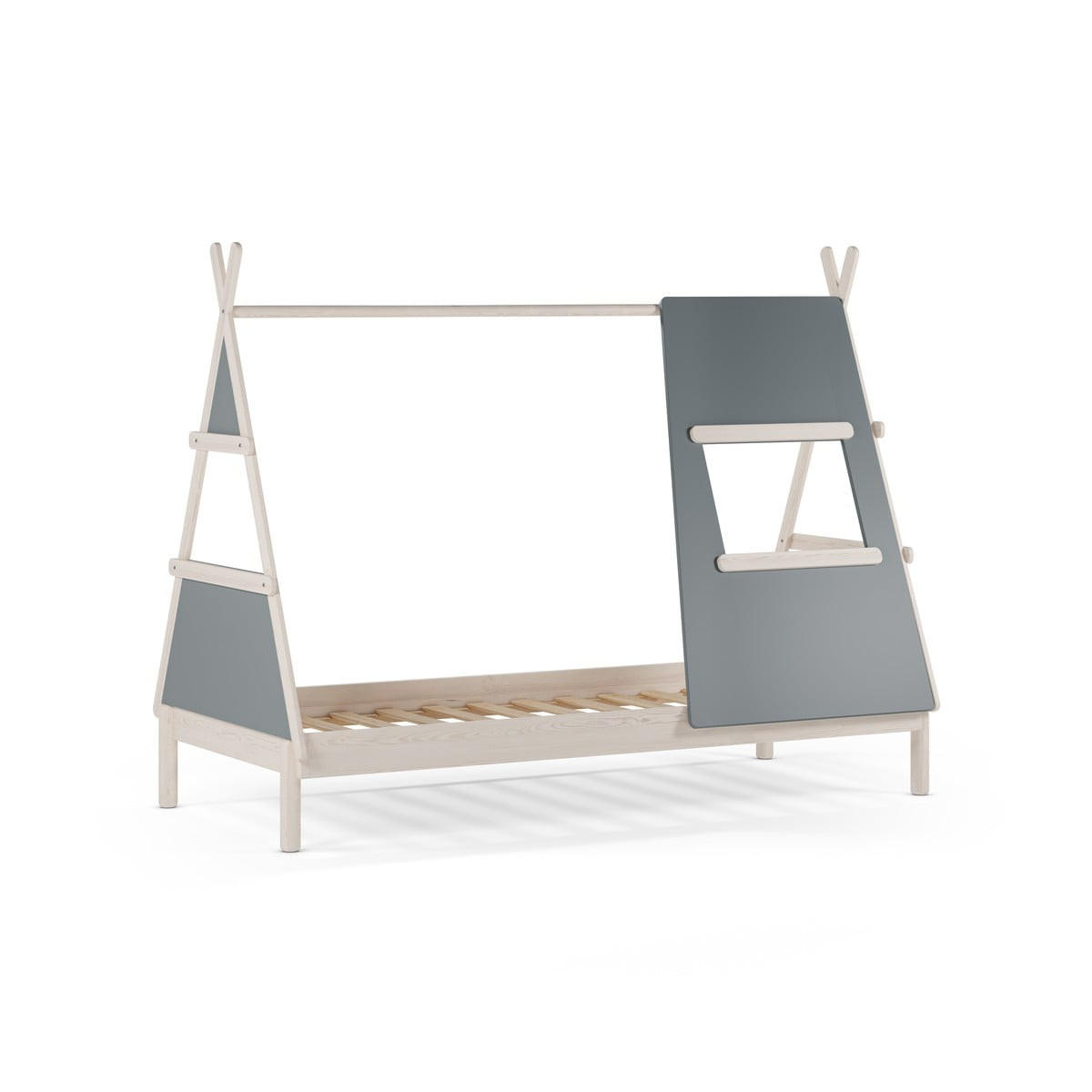 TIPIBETT 90x200 cm mit integriertem Fenster 104.6/219,4/159,3 cm - Grün, Holzwerkstoff (90/200cm) - Calicosy