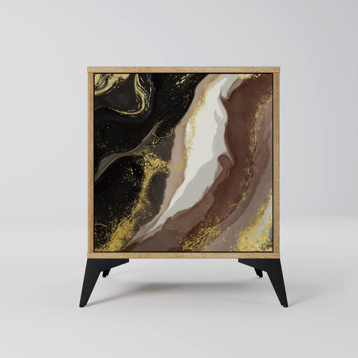 SIDEBOARD GOLD DUST, Eichefarben, 57,5x42x75,5 cm, Goldfarbene Metallfüße - Eichefarben/Goldfarben, Holzwerkstoff/Metall (57.5/75.5/42cm) - SpaceRebels