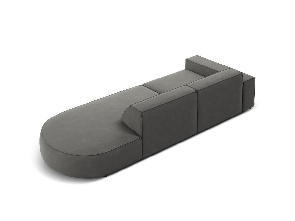 RECHTES-SOFA Jodie aus Samt hellgrau 3 Sitzplätze - Hellgrau, Textil (102/70/262cm) - Micadoni