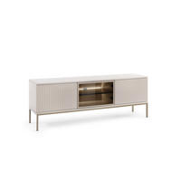 MODERNES Geriffeltes TV-Board LAGOS RTV3D (Kaschmir Matt, LED, Champagner Gestell, Push to Open) - Kaschmir/Champagner, Glas/Holz (154/56/39cm) - Ravio