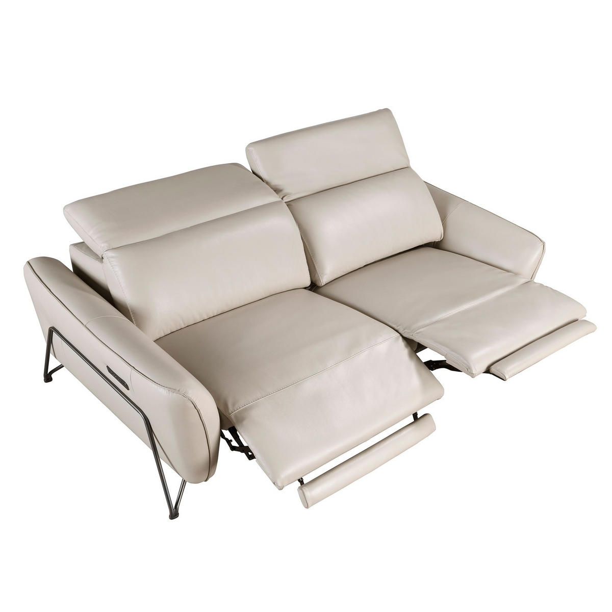 SOFA Klassisch Sandfarbe Geschwärzter Stahl 164/111/104 cm - Beige, Leder/Metall (164/104/111cm) - ANGEL CERDA