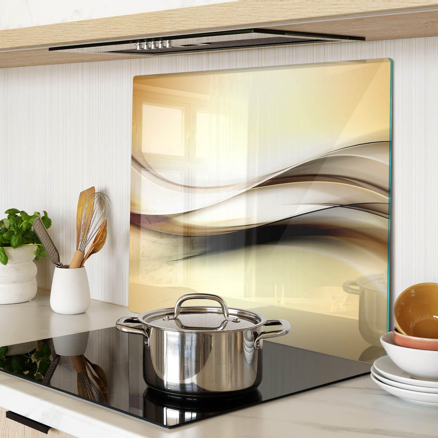 GLASPLATTE 60x52 cm Abstrakt - Goldfarben, Glas (60/0.4/52cm) - TULUP