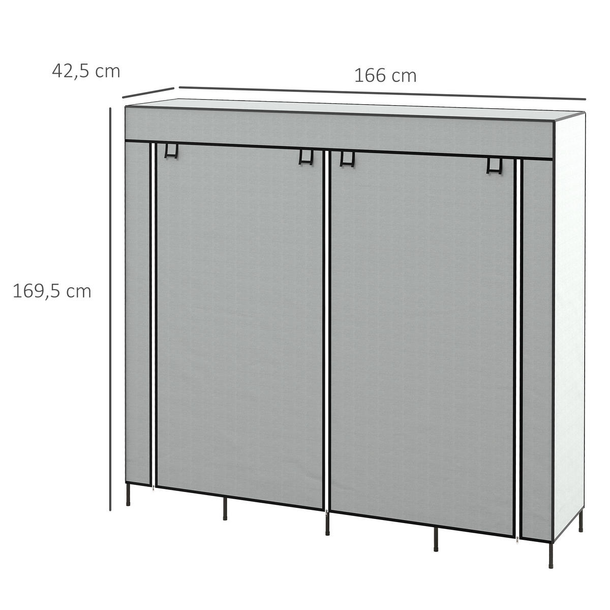 STOFFSCHRANK Kleiderschrank, Dunkelgrau - Dunkelgrau, Metall (42.5/169.5/166cm) - HOMCOM