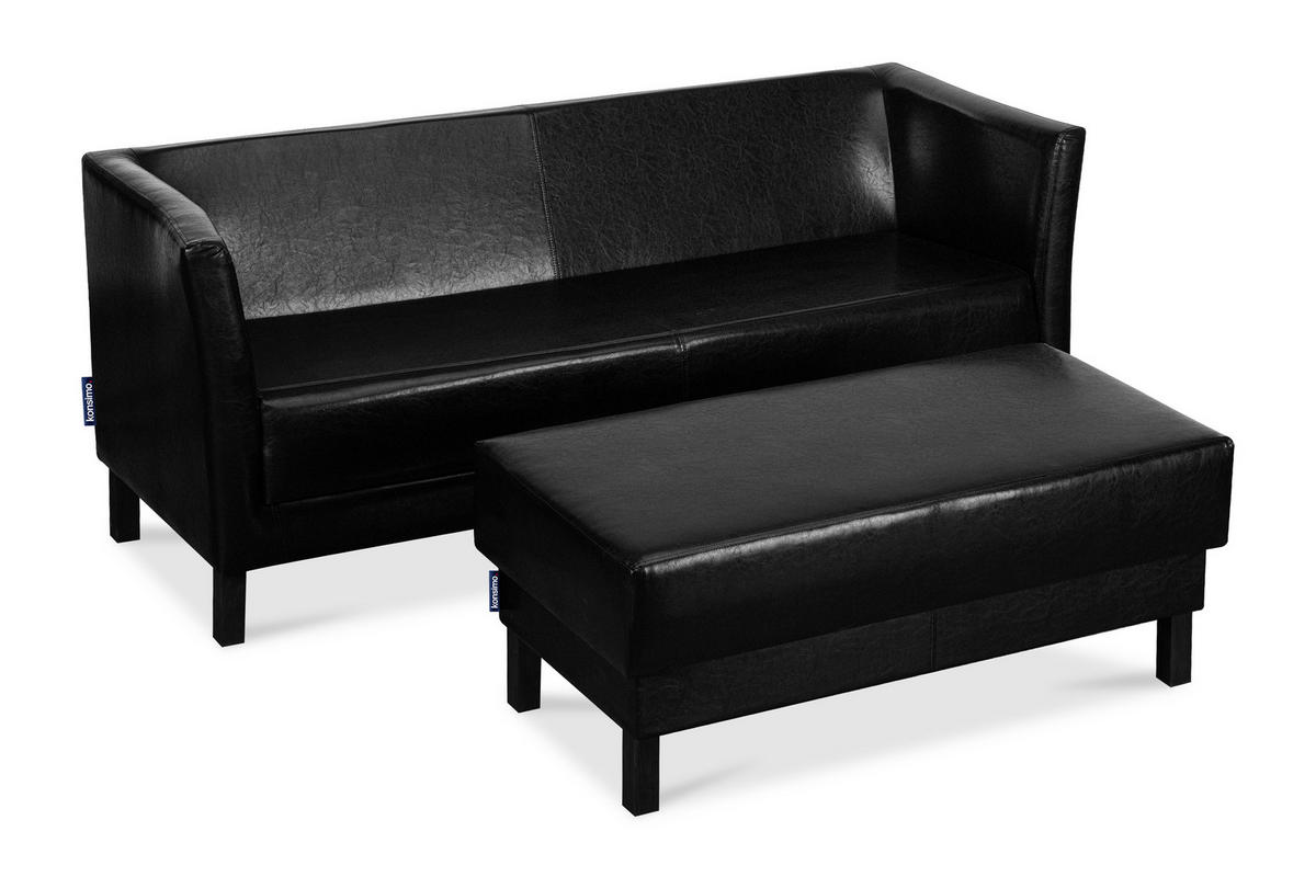 SITZHOCKER ESPECTO auf hohen Holzbeinen, schwarz - Schwarz, Textil (106/47/56cm) - KONSIMO®