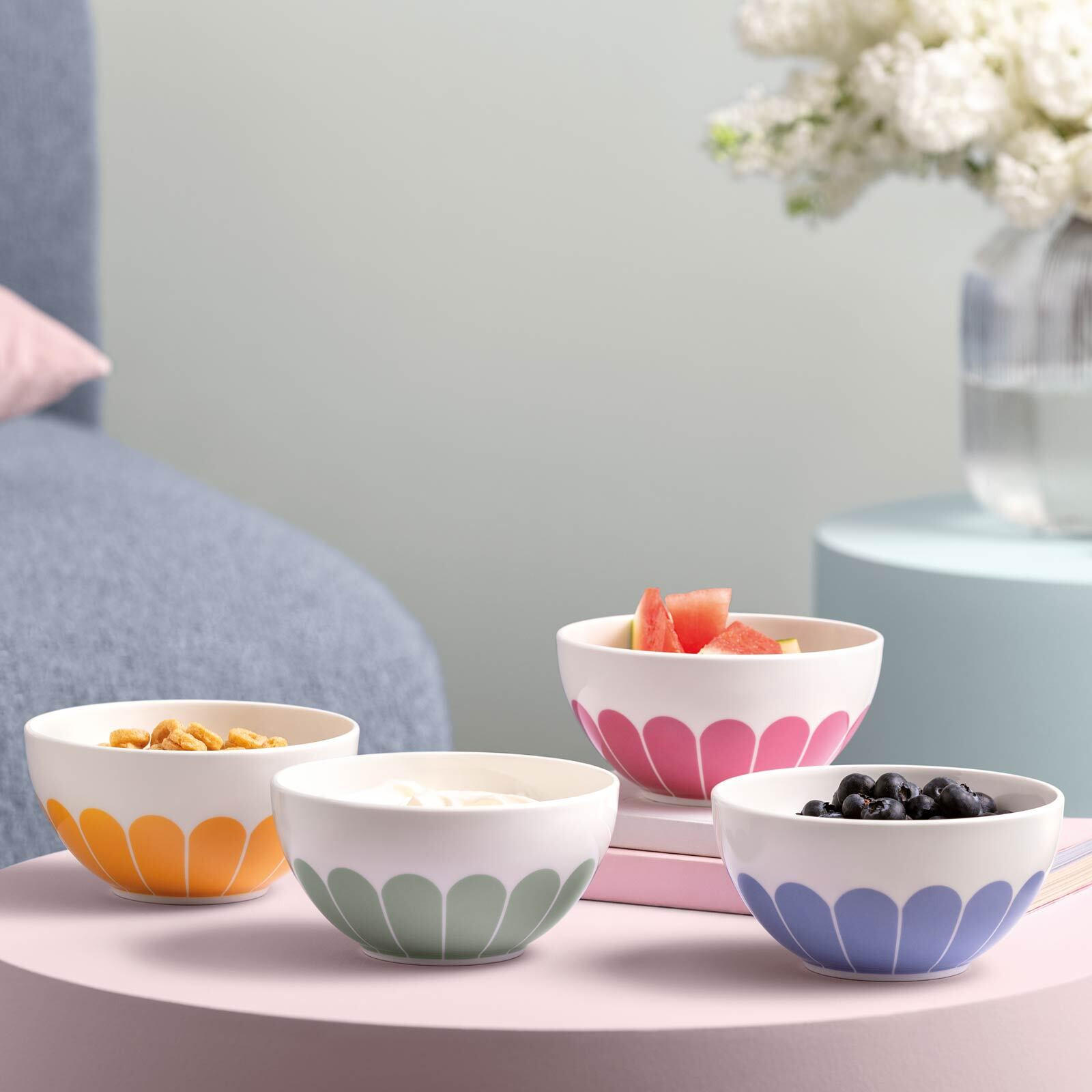 MÜSLISCHALEN-SET Fleur Vert bunt ø 14,1 cm 4er Set - Multicolor, Keramik (14.1cm) - Villeroy & Boch