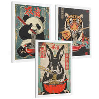 PLAKAT Sada 3 Ramen Animals A3 Bílý rám - bílá, papír (29.7/1/42cm) - Nacnic
