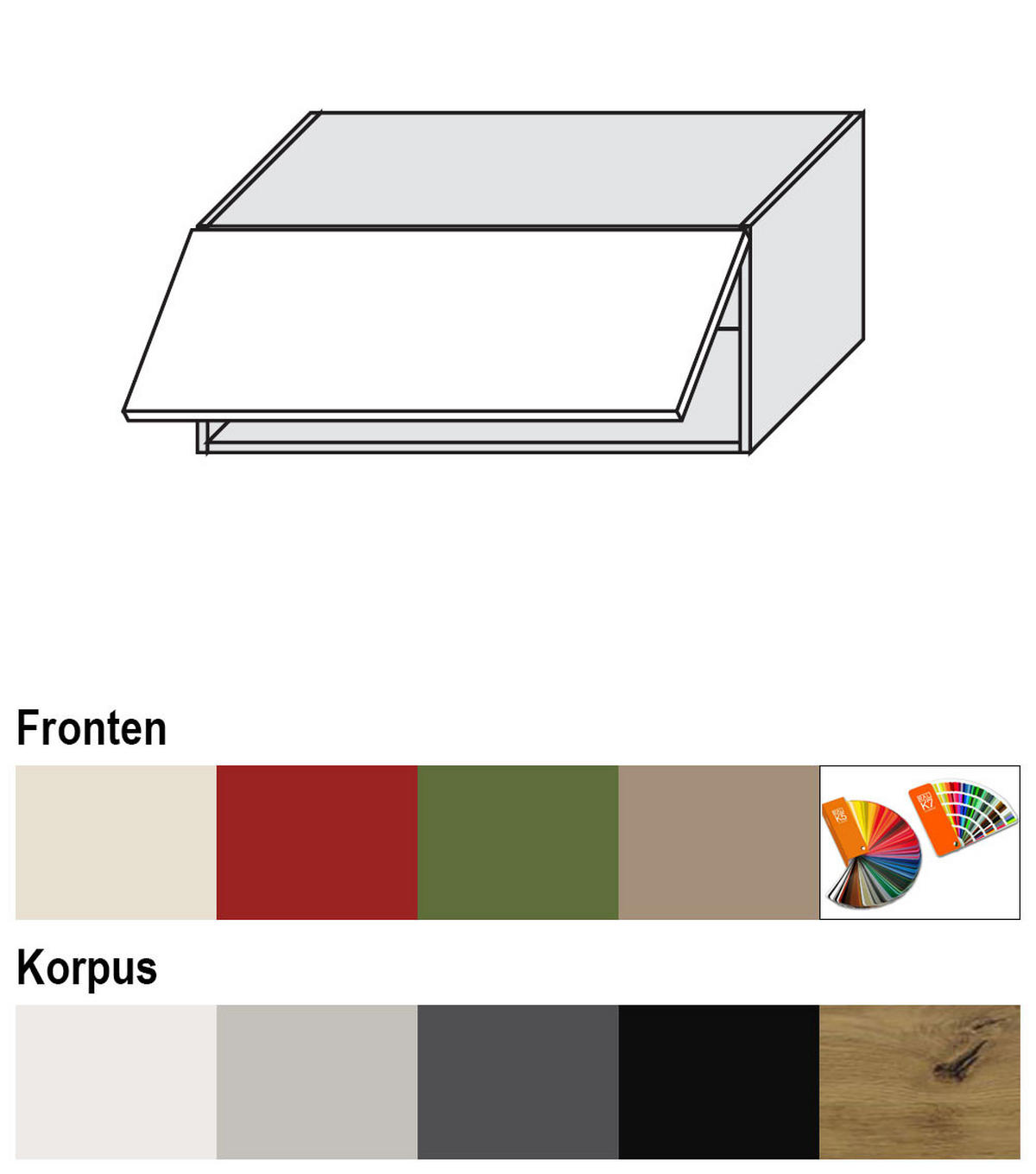 KLAPPHÄNGESCHRANK Brerra W4B/90 Lava / RAL 6025 farngrün Matt 90 / 32,5 / 36cm mit Gasdruckdämpfer - Dunkelgrau/Grün, Holz/Holzwerkstoff (90/36/32.5cm) - Feldmann-Wohnen