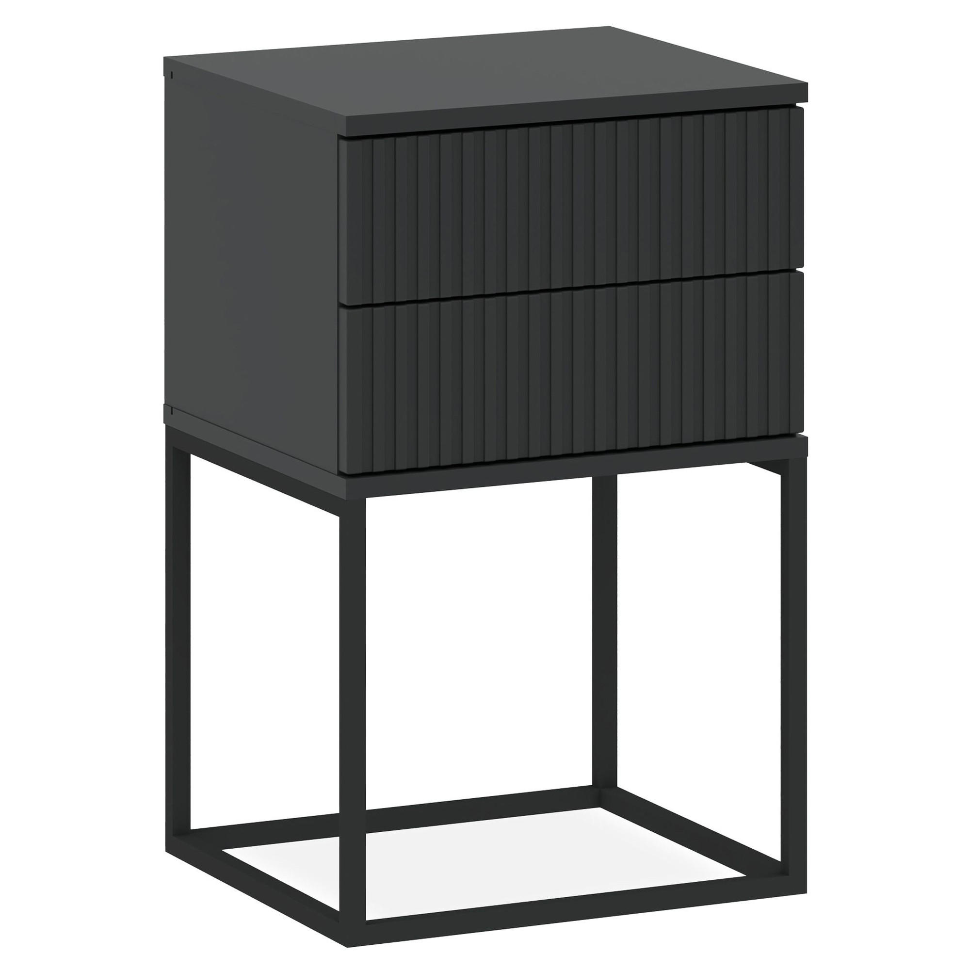 NACHTTISCH RECTUS Nachtschrank, Modern - Anthrazit/Schwarz, Holzwerkstoff (40/65/39cm) - KONSIMO®