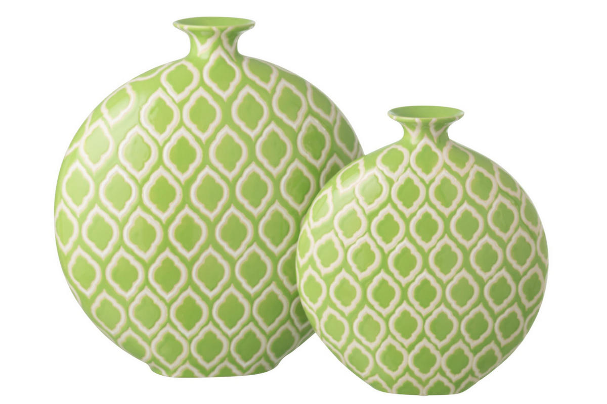 VASE KARIERT - Weiß, Keramik (43cm) - J-Line