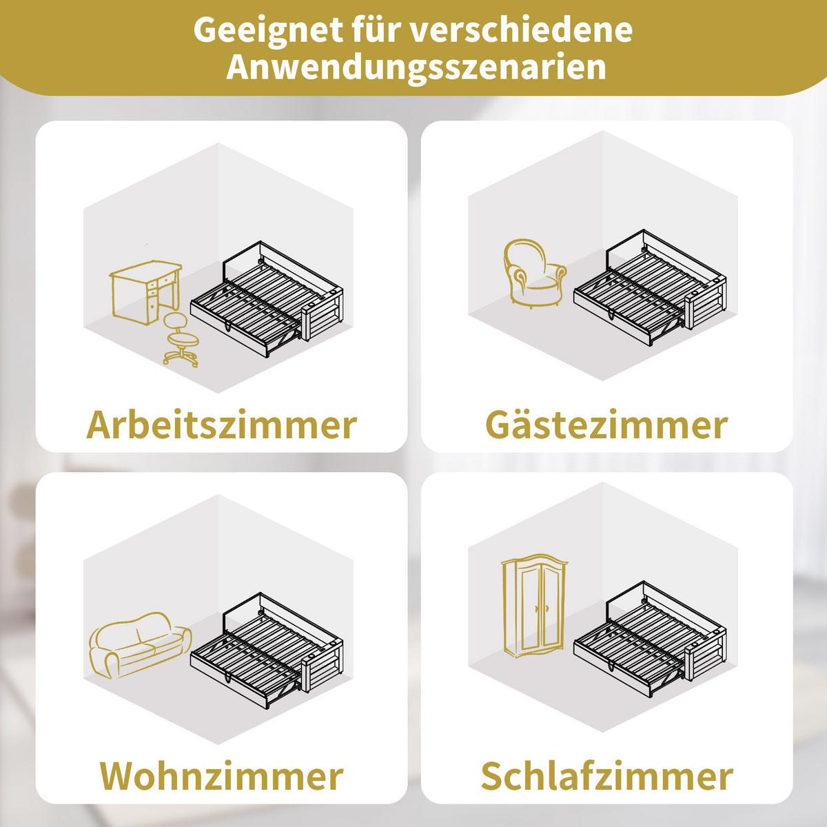 SCHLAFSOFA 90/200 cm & 90/200 cm in Beige Stoff mit Ausziehbett, USB und Ablage - Beige, Holzwerkstoff/Textil (90/200cm) - WISHDOR