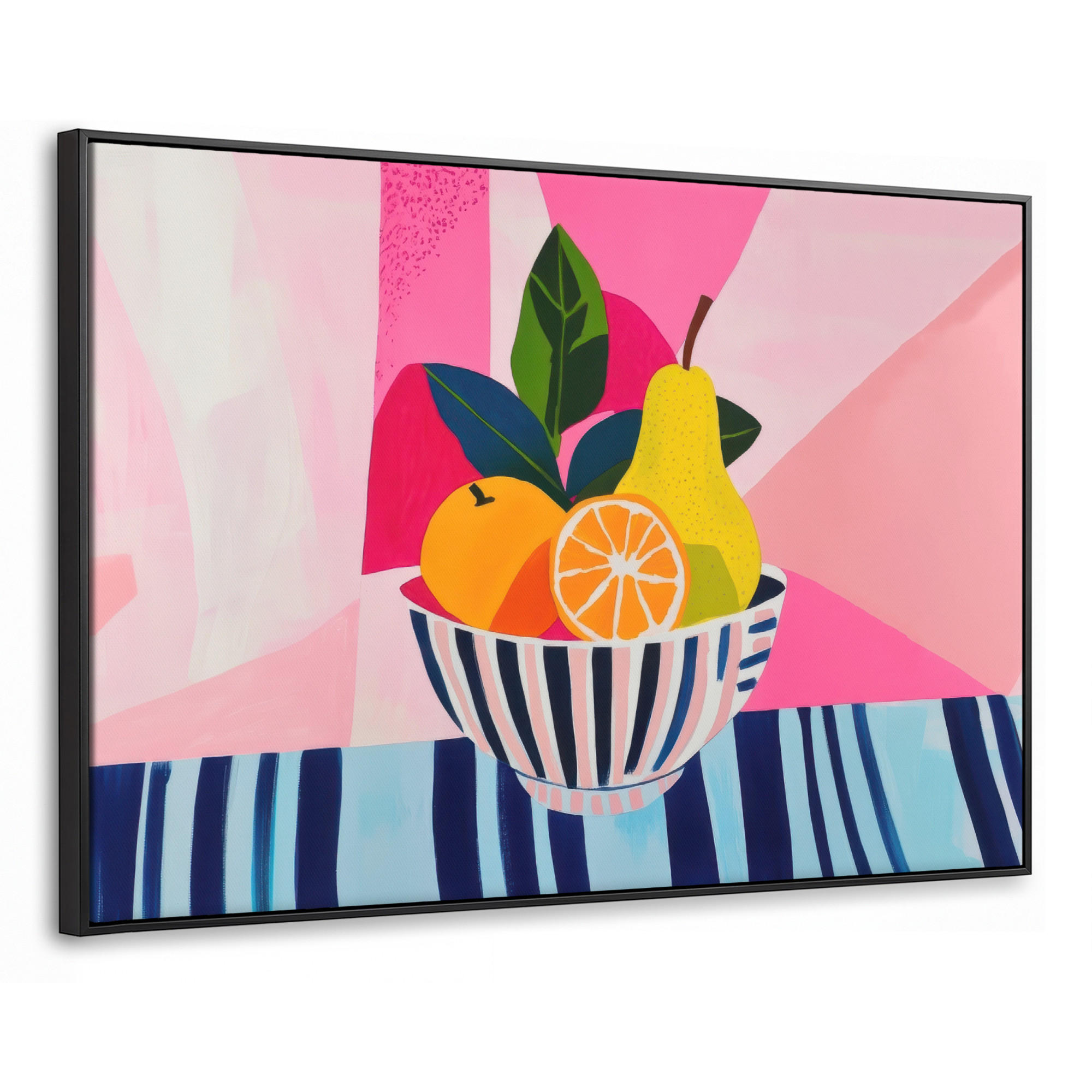 LEINWAND Bilder mit Rahmen - Obst - Abstrakter Hintergrund - Rosa - 90x60 - Pink, Textil (90/60cm) - OnlyWow