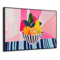 LEINWAND Bilder mit Rahmen - Obst - Abstrakter Hintergrund - Rosa - 90x60 - Pink, Textil (90/60cm) - OnlyWow