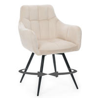 STUHL FANO drehbar gepolsterter mit Steppung - beige - Velour - Ecru/Schwarz, Textil/Metall (58/83/59cm) - NEW HOME