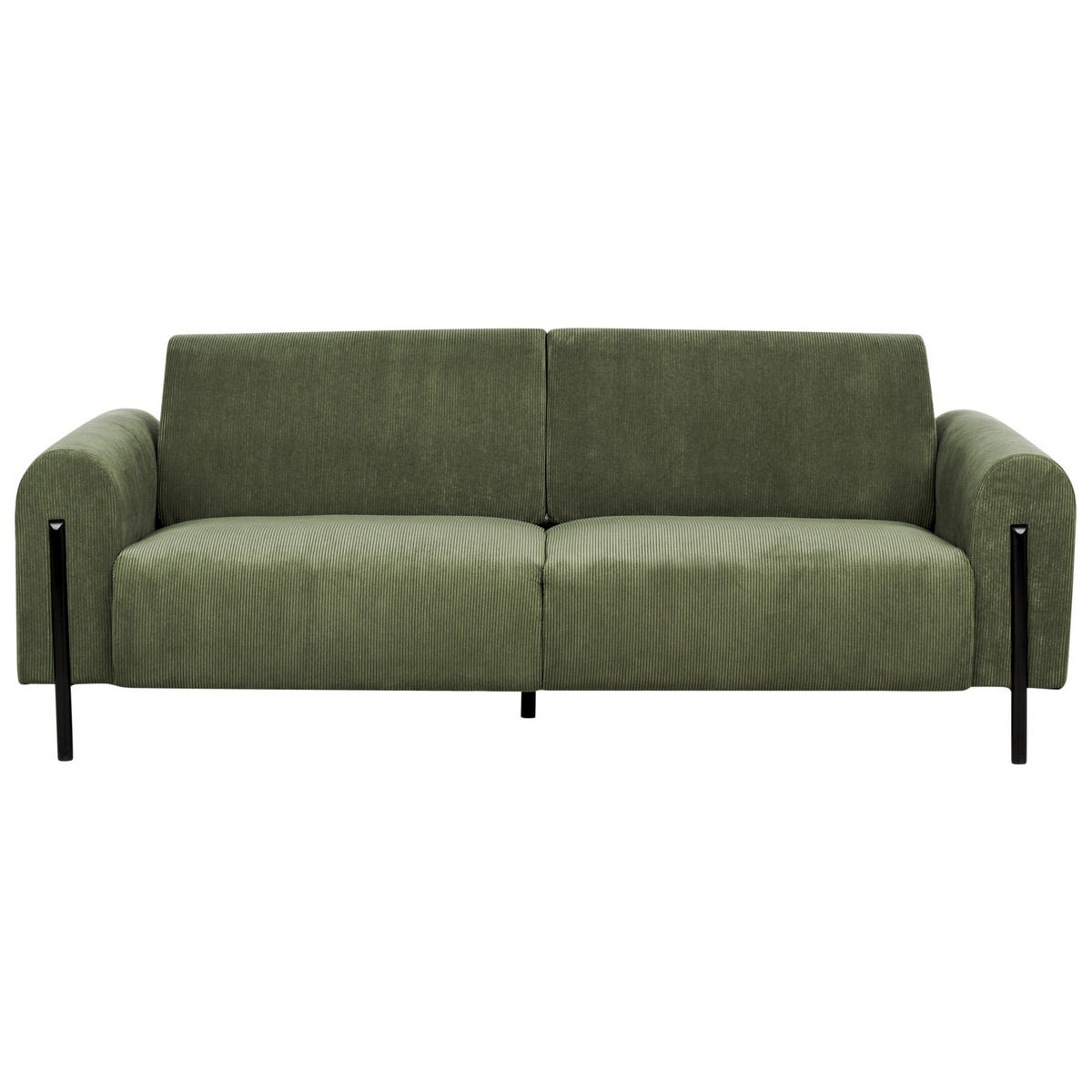 4-SITZER-SOFA Set Cord olivgrün Askim - Schwarz/Grün, Textil (122/122/207cm) - Beliani