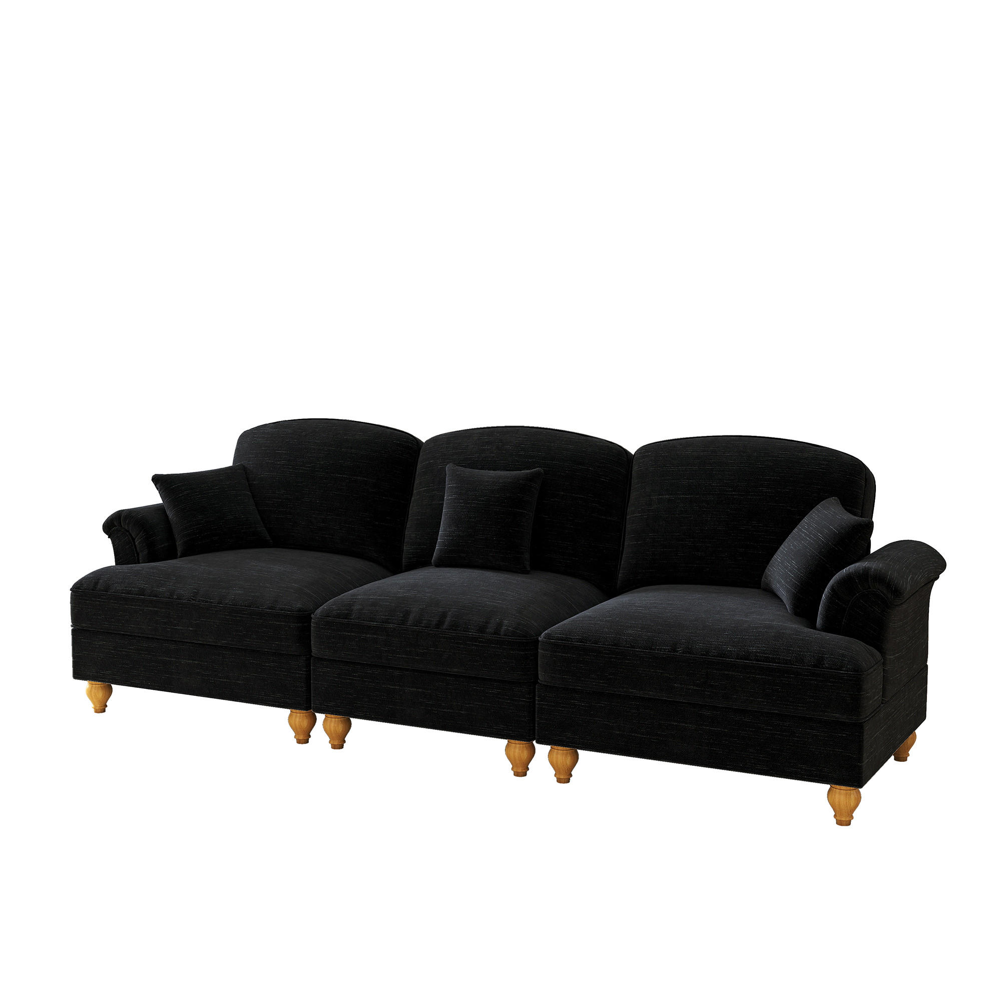 3-SITZER-SOFA DE-34092 mit abnehmbarem Volant Schwarz - Schwarz, Textil (83.5/93/272cm) - ComfortXL