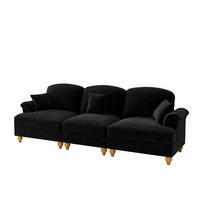 3-SITZER-SOFA DE-34092 mit abnehmbarem Volant Schwarz - Schwarz, Textil (83.5/93/272cm) - ComfortXL