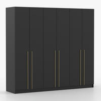 DREHTÜRENSCHRANK ROSA 6D 230/210/57 cm 6-türig Schwarz - Goldfarben/Schwarz, Holzwerkstoff/Metall (230/57/210cm) - imoebel24