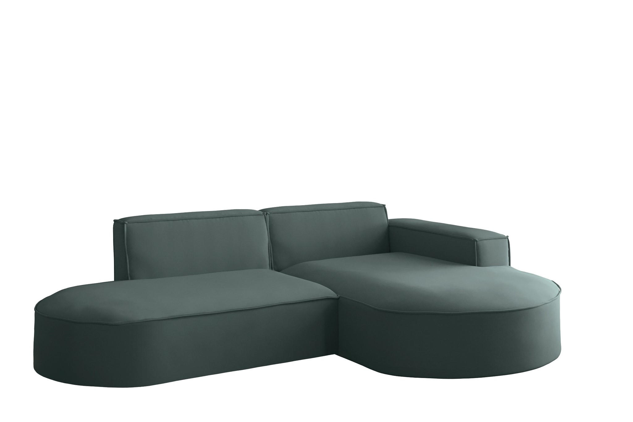 ECKSOFA Palma Xs Ottomane Opera Velvet - Smaragdgrün, Holzwerkstoff/Textil (236/165cm) - Fun Möbel