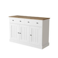 SIDEBOARD DE-38879 120/36/80,5 cm 3 Türen und 2 Schubladen Weiß/Holz - Weiß, Holzwerkstoff (120/80.5/36cm) - ComfortXL