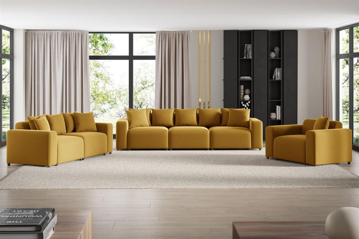 SOFA Megan 2-sitzer In Salvador - Honig, Holzwerkstoff/Textil (236/75/98cm) - Fun Möbel