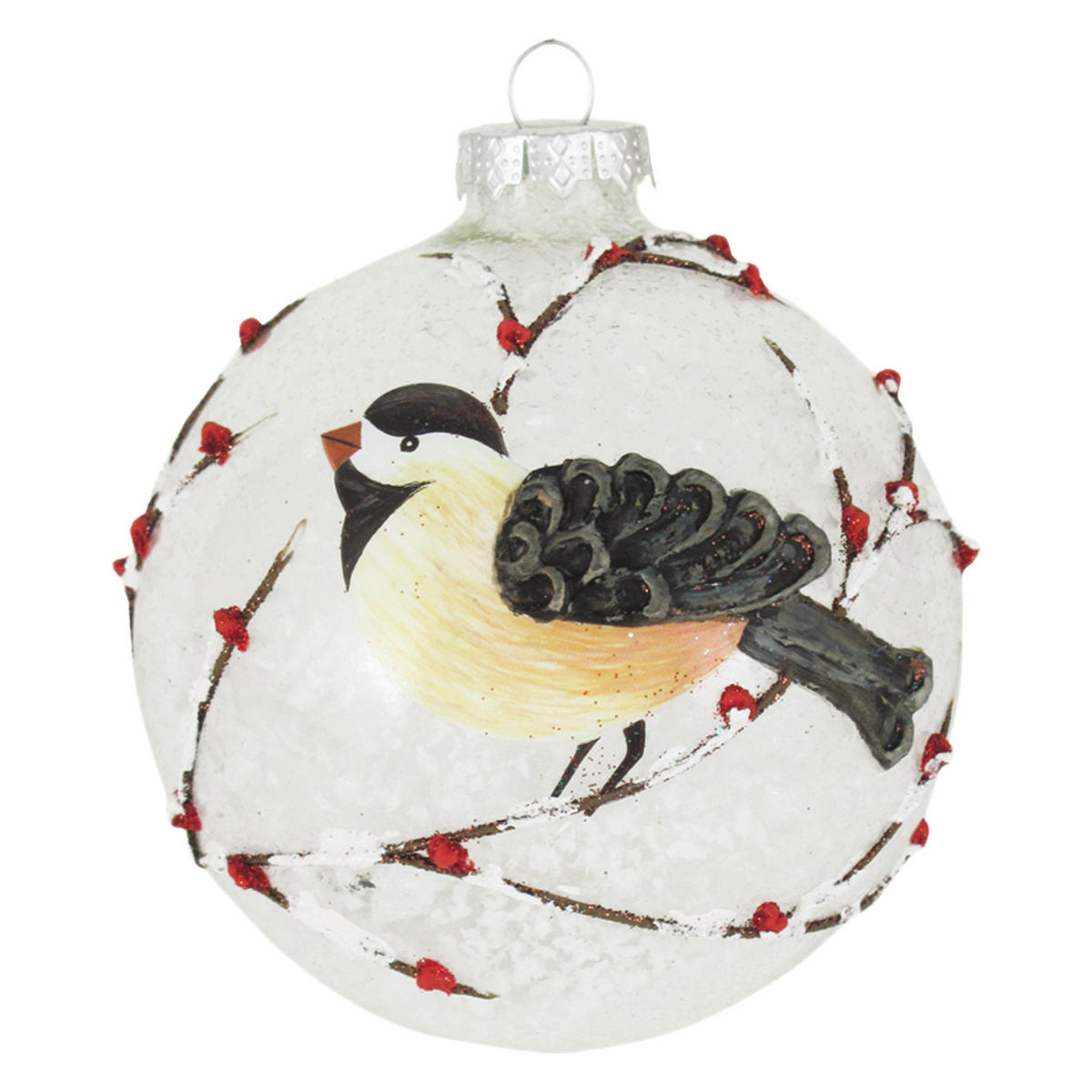 CHRISTBAUMKUGEL 3D-Meise Weiß 10cm (Glas / 1 Stk.) - Weiß, Glas (10/10/10cm) - Krebs Glas Lauscha