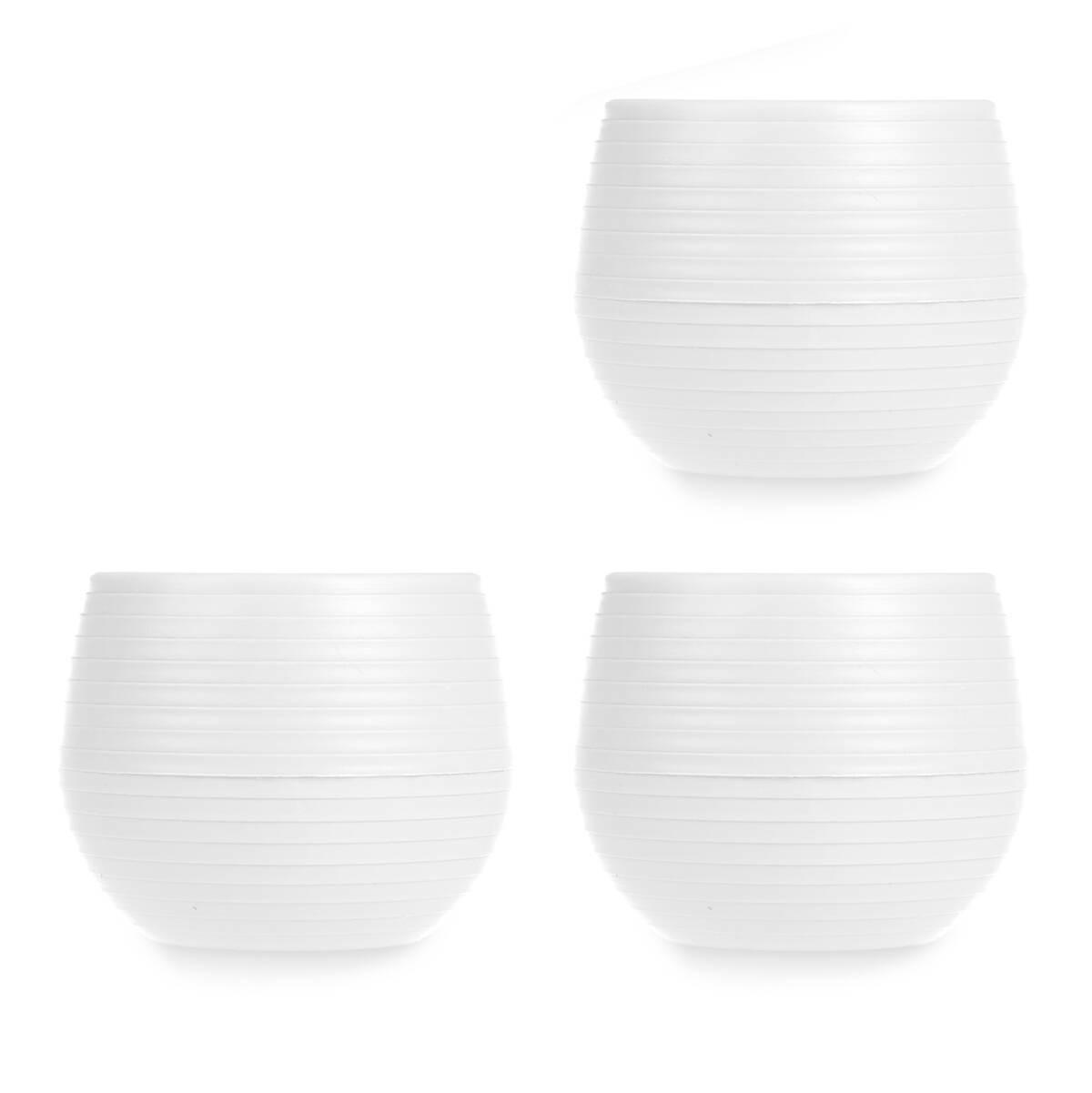 BLUMENTOPF Selbstbewässernd Kunststoff 10 cm Ø 3er-Set - Weiß, Kunststoff (10/10cm)