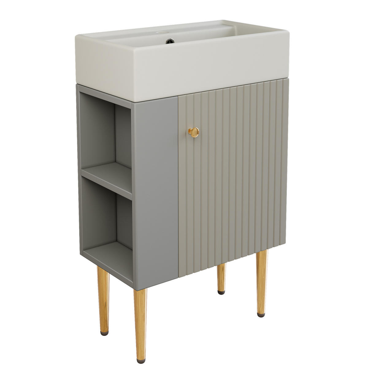 WASCHBECKENSCHRANK mit Ablagefächern Grey/White - Grau, Holzwerkstoff (31/91.5/55cm) - Beauniv