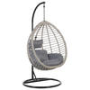 HÄNGESESSEL mit Gestell PE Rattan grau 97 cm Tollo - Grau, Kunststoff (106/199/97cm) - Beliani