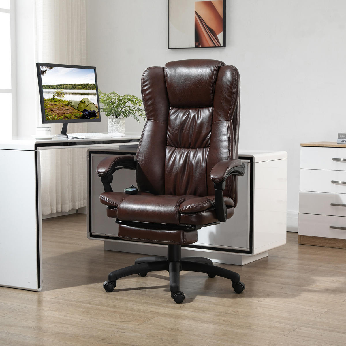 BÜROSTUHL, Kunstleder, Braun - Braun, Leder (68.5/121/68.5cm) - Vinsetto