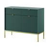 SIDEBOARD Eternas 2T 2S Grün 104/83/39 cm – goldene Füße, mit geriffelten Fronten - Goldfarben/Grün, Holzwerkstoff (104/83/39cm) - AX Living