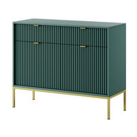 SIDEBOARD Eternas 2T 2S Grün 104/83/39 cm – goldene Füße, mit geriffelten Fronten - Goldfarben/Grün, Holzwerkstoff (104/83/39cm) - AX Living