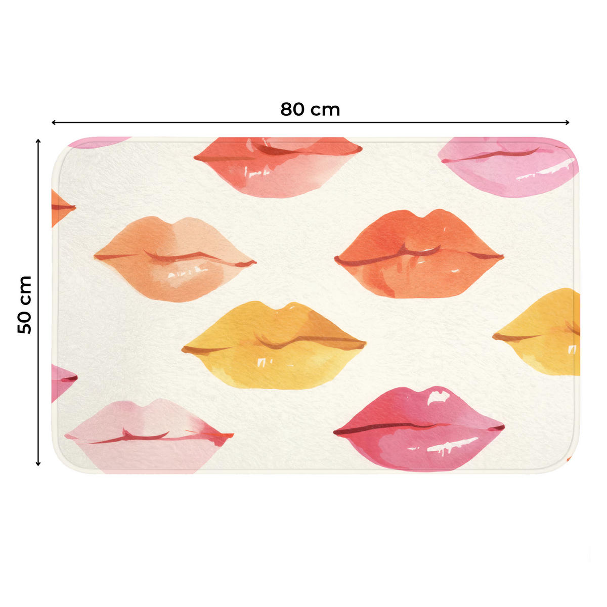 WC PŘEDLOŽKA Rty - barevné - lesklé 80x50 cm - růžová, textil/plast (80/1cm) - OnlyWow