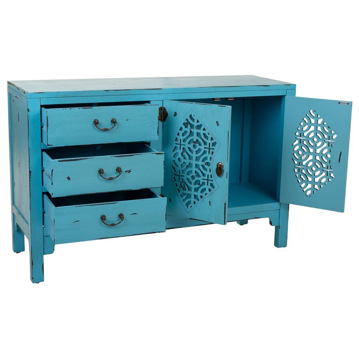 SIDEBOARD aus Holz 106x36x68 cm - Blau, Holz (106/68/36cm) - Wanderlust