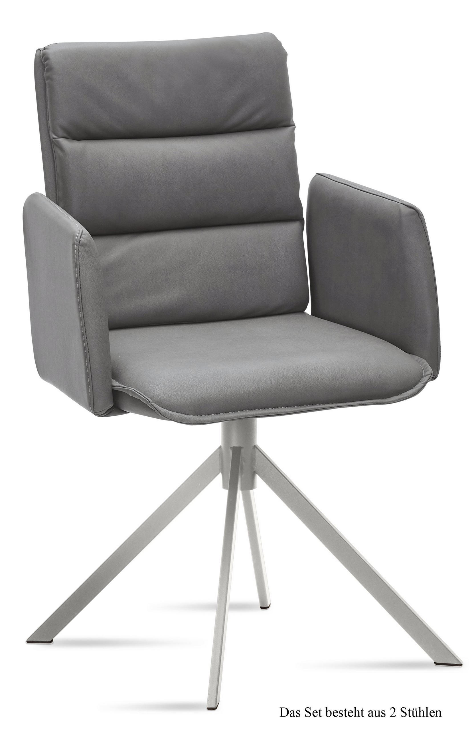 ARMLEHNSTUHL (2er-Set) Dorree 52x92x60 Edelstahl/Grau - Edelstahlfarben/Grau, Kunststoff (60/92/52cm) - 58aufmkessel
