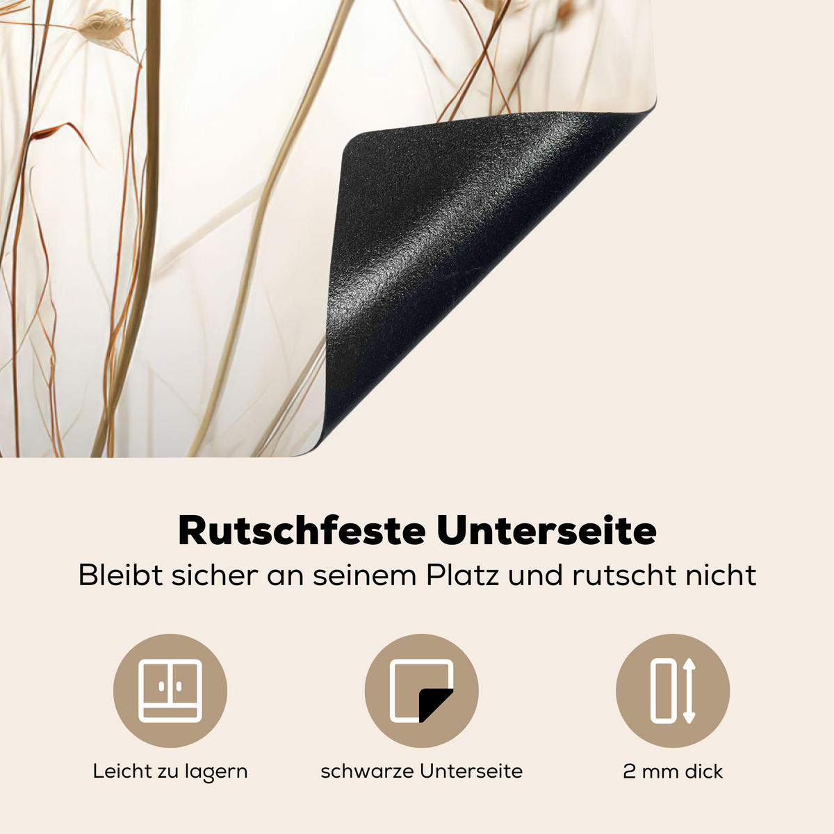 HERDABDECKPLATTE Blumen - Weiß - Sonnenlicht 78x52 cm - Ecru, Kunststoff (78/0.2/52cm) - MuchoWow