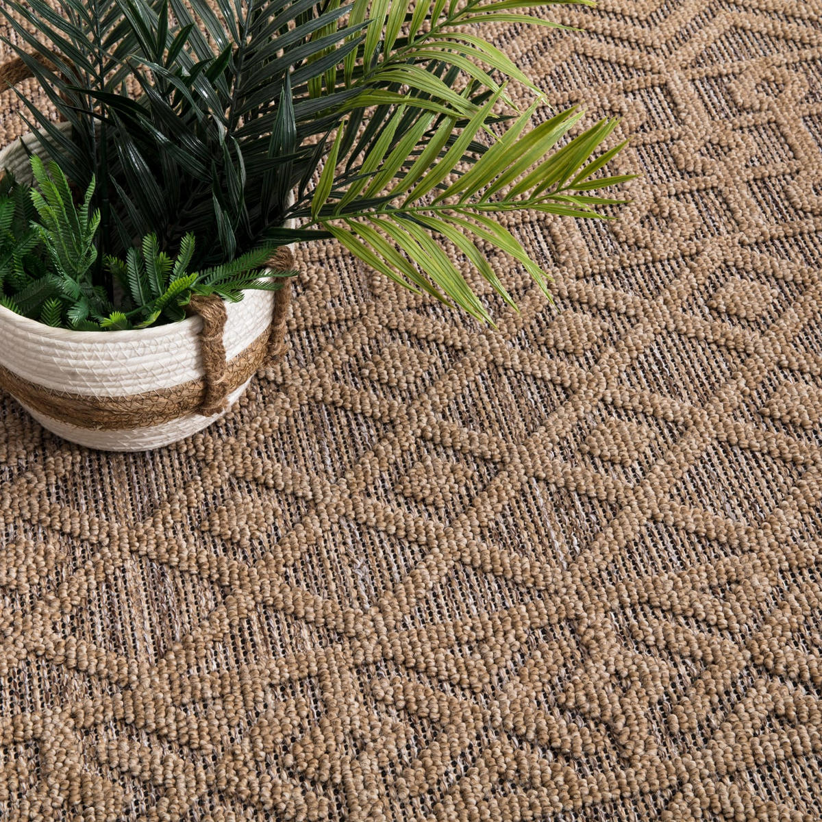 TEPPICH Outdoor Natur Balkon, Terrasse schmutzabweisend Beige Rechteckig 200x280 - Beige, Textil (200/280cm) - KADIMA DESIGN