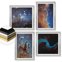 WANDBILDER 4er Set - 50x50 cm & 40x60 cm Silberner Rahmen - Weltraumlandschaften von Galaxien - Silberfarben, Kunststoff (50/50cm) - ArtPrintCave