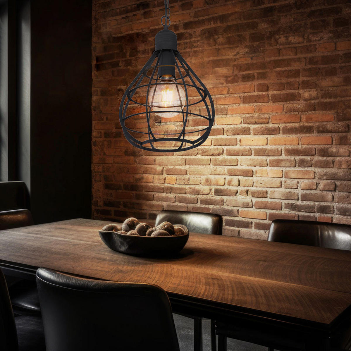 LED HÄNGELEUCHTE Metall Schwarz Gitteroptik - Schwarz, Metall (25/25/120cm)