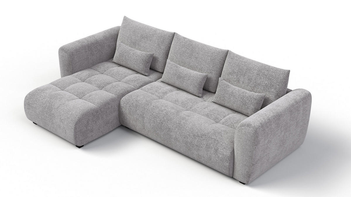 ECKSOFA SORENO 4-Sitzer, platingrau - Schwarz/Grau, Holz/Textil (293/171cm) - Courtois Laville
