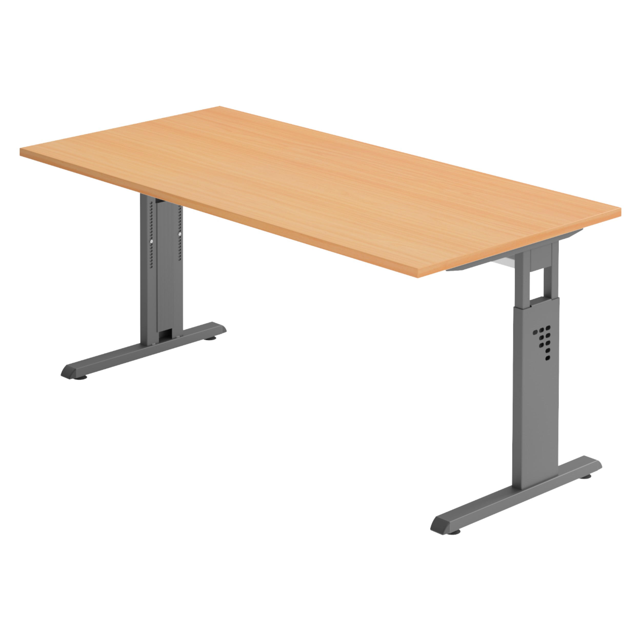 SCHREIBTISCH Serie-O 80/180/74 cm in Buchefarben/Graphitfarben - Buchefarben/Graphitfarben, Holzwerkstoff (80/180/74cm) - bümö
