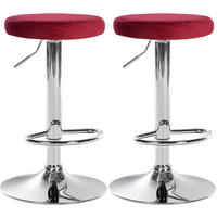 BARHOCKER Ponte Set 2-teilig 60-81 cm Rot Samt - Rot, Textil (38.5/60/38.5cm) - furnicato