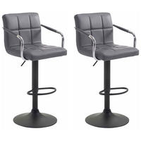 BARHOCKER Lucy V2 2er Set 91-112x54x46 cm Grau - Grau, Leder (54/91/46cm) - furnicato