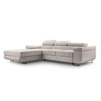ECKSOFA L Form Arborio Zartweiß 280/203/90 cm Links mit Schlaffunktion - Creme/Schwarz, Textil/Metall (203/280cm) - AX Living